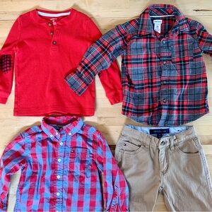 Lot of 4 items - 2T - Flannel, Cotton Button Up, Long Sleeve Henley, Khakis